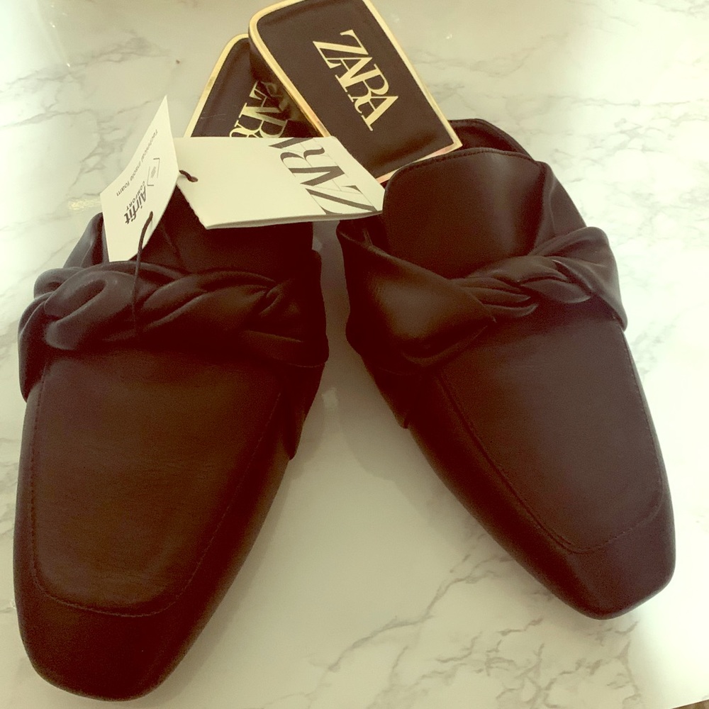 Zara ruched knot flat mules